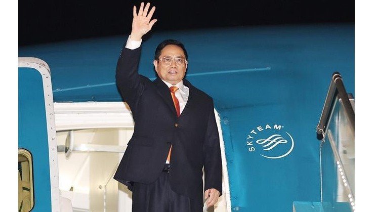 Le Premier ministre Pham Minh Chinh à l’aéroport de Nôi Bài, le 31 octobre. Photo : baoquocte.vn.