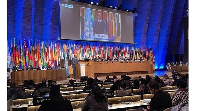 Annonce de la liste des pays élus au Conseil exécutif de l’UNESCO pour le mandat 2021-2025. Photo : VNA.