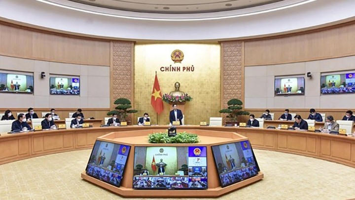 Le Premier ministre Pham Minh Chinh lors de la réunion. Photo : VNA.
