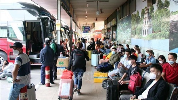 La gare routière de l'Est à Hô Chi Minh-Ville prête pour les grands départs. Photo : VNA.