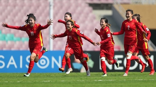 La joie des footballeuses vietnamiennes. Photo : VOV.