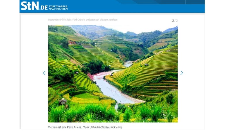 L’article vantant la beauté du Vietnam publié sur le journal allemand Stuttgarter Nachrichten. Photo : NDEL.