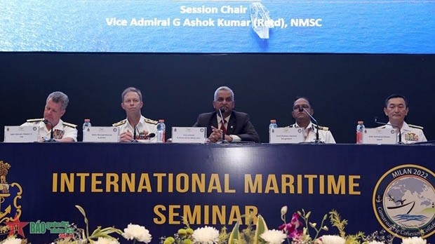 Un séminaire maritime international qui faisait partie de l'exercice naval multilatéral MILAN 2022 en Inde. Photo : VNA.