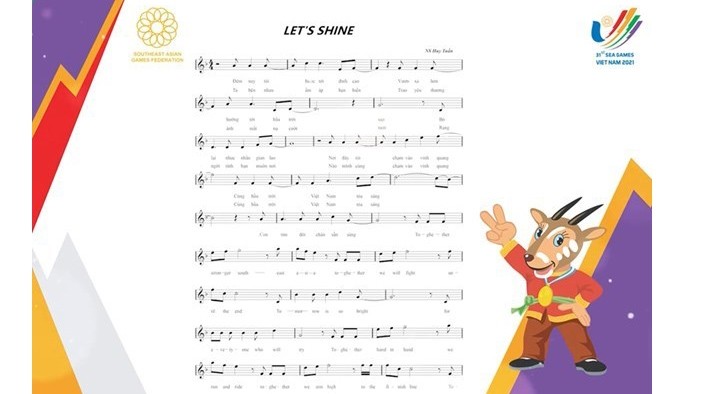 La chanson officielle des 31es Jeux d’Asie du Sud-Est (SEA Games 31) sous le titre « Soyons brillants » (Let’s shine en anglais) du compositeur Huy Tuân. Photo:  webthethao.vn