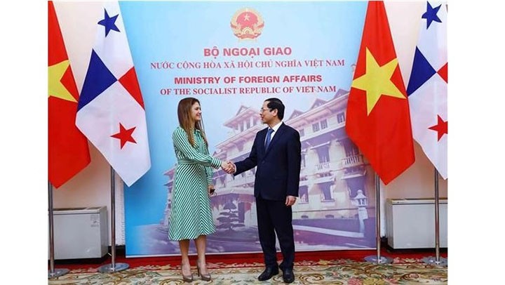 Le ministre des Affaires étrangères Bui Thanh Son et la ministre des Affaires étrangères du Panama Erika Mouynes. Photo : VNA.