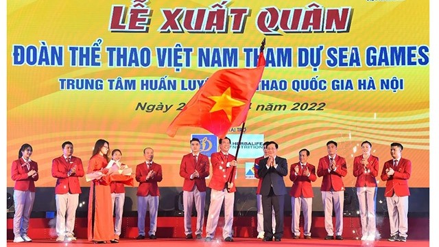 Cérémonie de départ officiel de la délégation sportive du Vietnam aux SEA Games 31. Photo : NDEL.