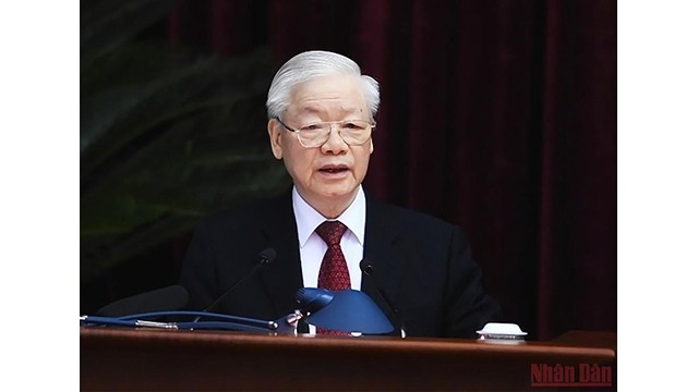Le Secrétaire général du Parti, Nguyên Phu Trong, s’exprimant en ouverture du 5e Plénum du Comité central du Parti du XIIIe mandat. Photo : NDEL.