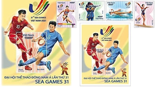 Emission d'une collection de timbres pour saluer les SEA Games 31. Photo: vnpost.vn