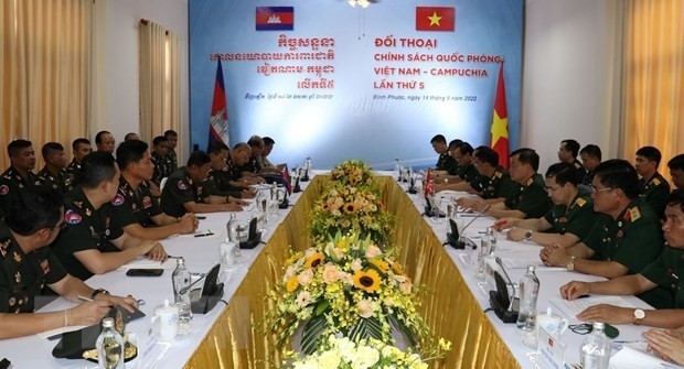 Vue du 5e dialogue sur la politique de défense entre le Vietnam et le Cambodge, le 14 mai. Photo : VNA.