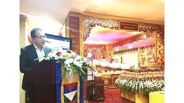 L’ambassadeur Dang Minh Khôi s'exprime lors de la cérémonie. Photo : VOV.