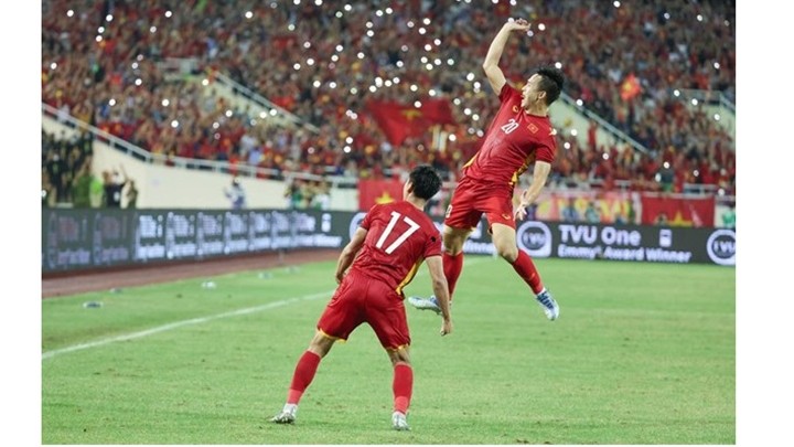 La joie de footballeurs vietnamiens. Photo : VNA.