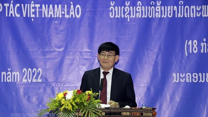 Le ministre lao de l’Education et des Sports, Phout Simmalavong, lors de la cérémonie. Photo : VNA.