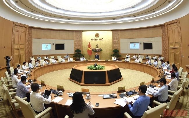 Vue générale de la réunion périodique de mai du gouvernement vietnamien. Photo : Trân Hai/NDEL.