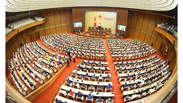 Vue générale de la séance plénière lundi 13 juin dans le cadre de la 3e session de la XVe Assemblée nationale du Vietnam. Photo : VNA.