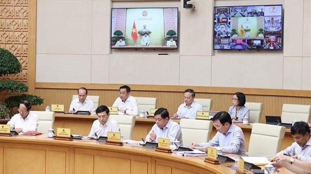 Vue de la réunion du gouvernement à Hanoi, le 4 juillet. Photo : VNA