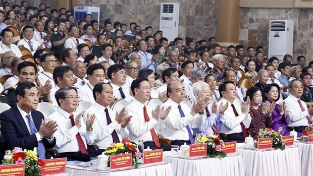 Des dirigeants du Parti, de l’État à la célébration du 110e anniversaire du président du Conseil d'État Vo Chi Công. Photo : VNA