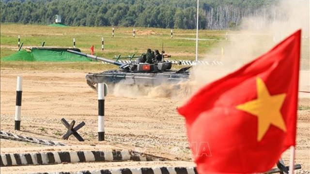 Le groupe N°1 de l'équipe vietnamienne de char aux Army Games 2022. Photo : VNA.