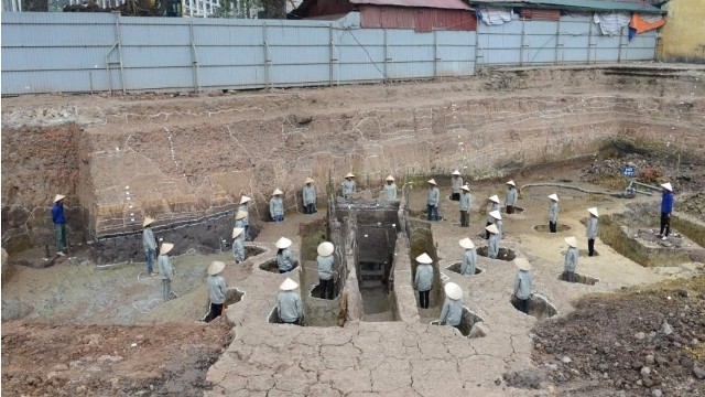 Le vestige du culte du Ciel et de la Terre de la dynastie des Ly (1010-1225) dans le secteur central de l’ancienne cité impériale de Thang Long. Photo: VNA.